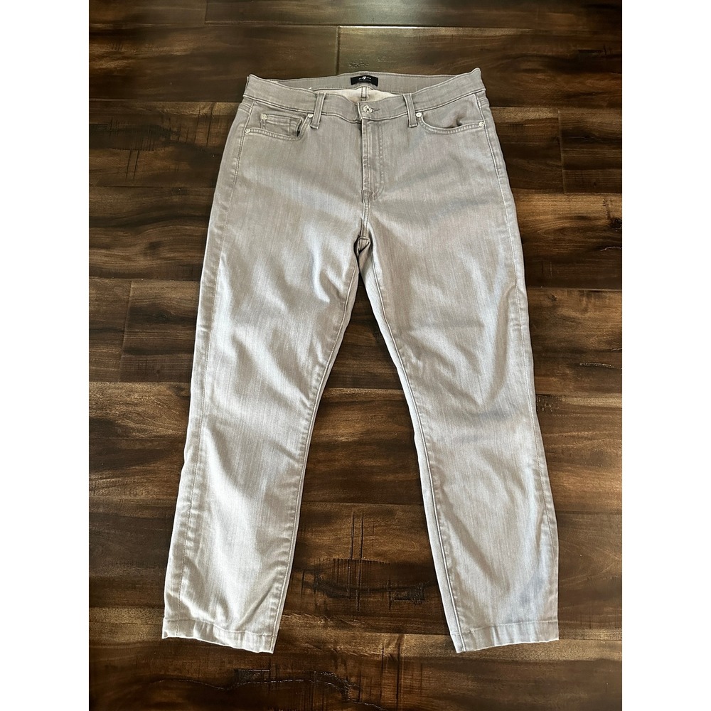 7 For All Mankind Grey The Ankle Skinny Jeans Women Size 31 Mid Rise Cropped